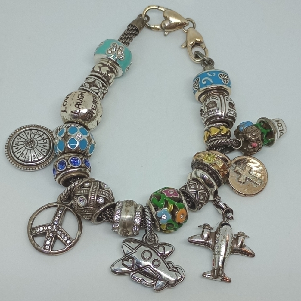 * Brighton Beverly Glam mesh charm bracelet loaded 20 charms